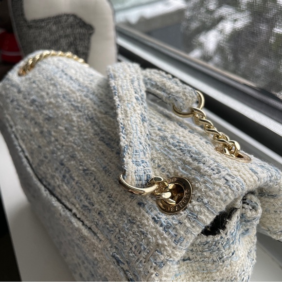 NWOT Sandro Tweed Yza shoulder bag in bleu - Picture 10 of 14
